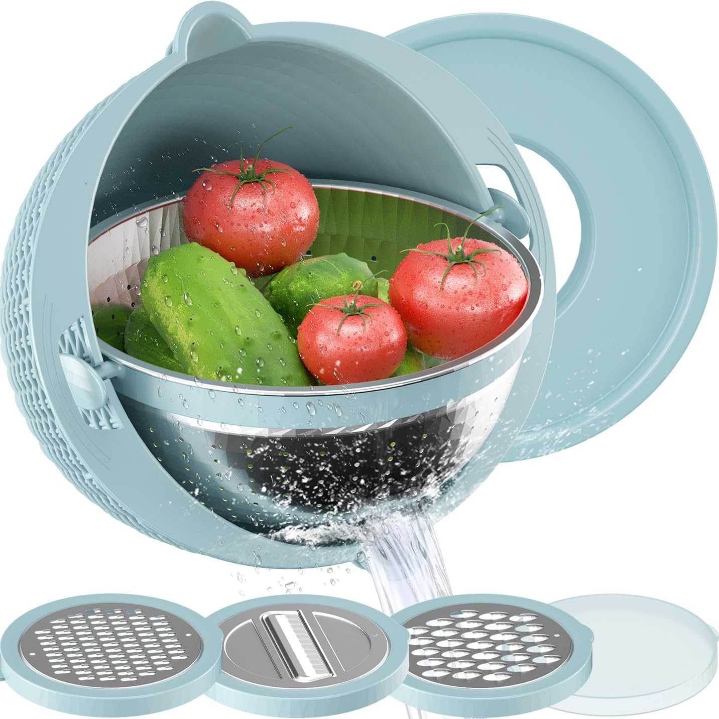4-1 Colander with Bowl Set - Rotatable Strainers for Kitchen