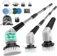 Electric Cleaning Brush, Spin Scrubber with 8 Interchangeable Bru