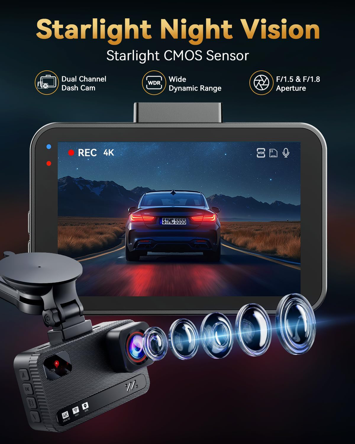 T4K+4K Dash Cam Front and Rear