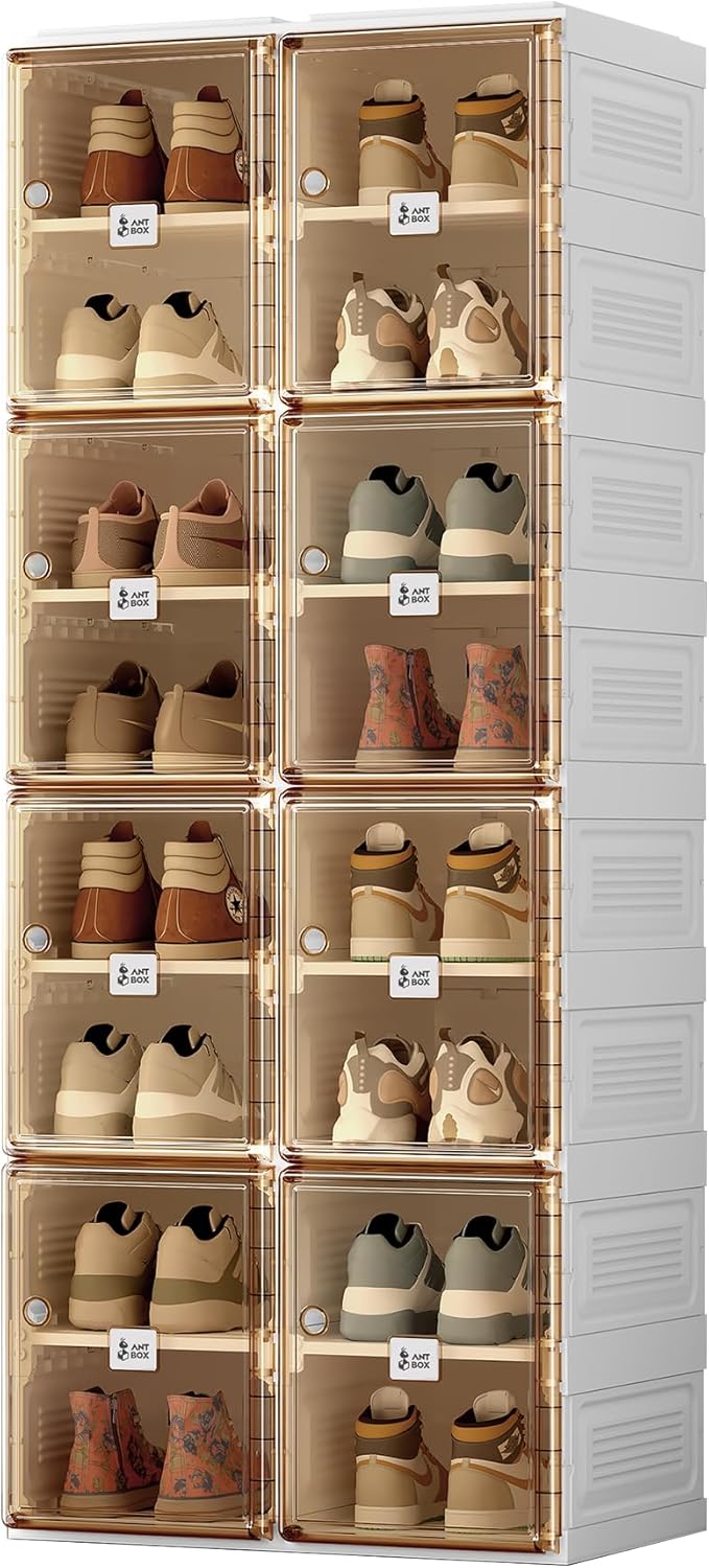 3-Minute Folding Shoe Cabinet - Magnetic Clear Door Organizer ✨👟