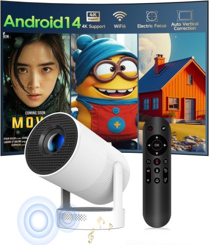 Mini Projector with WiFi 6 and Bluetooth 5.4, Portable Projector 4K Support