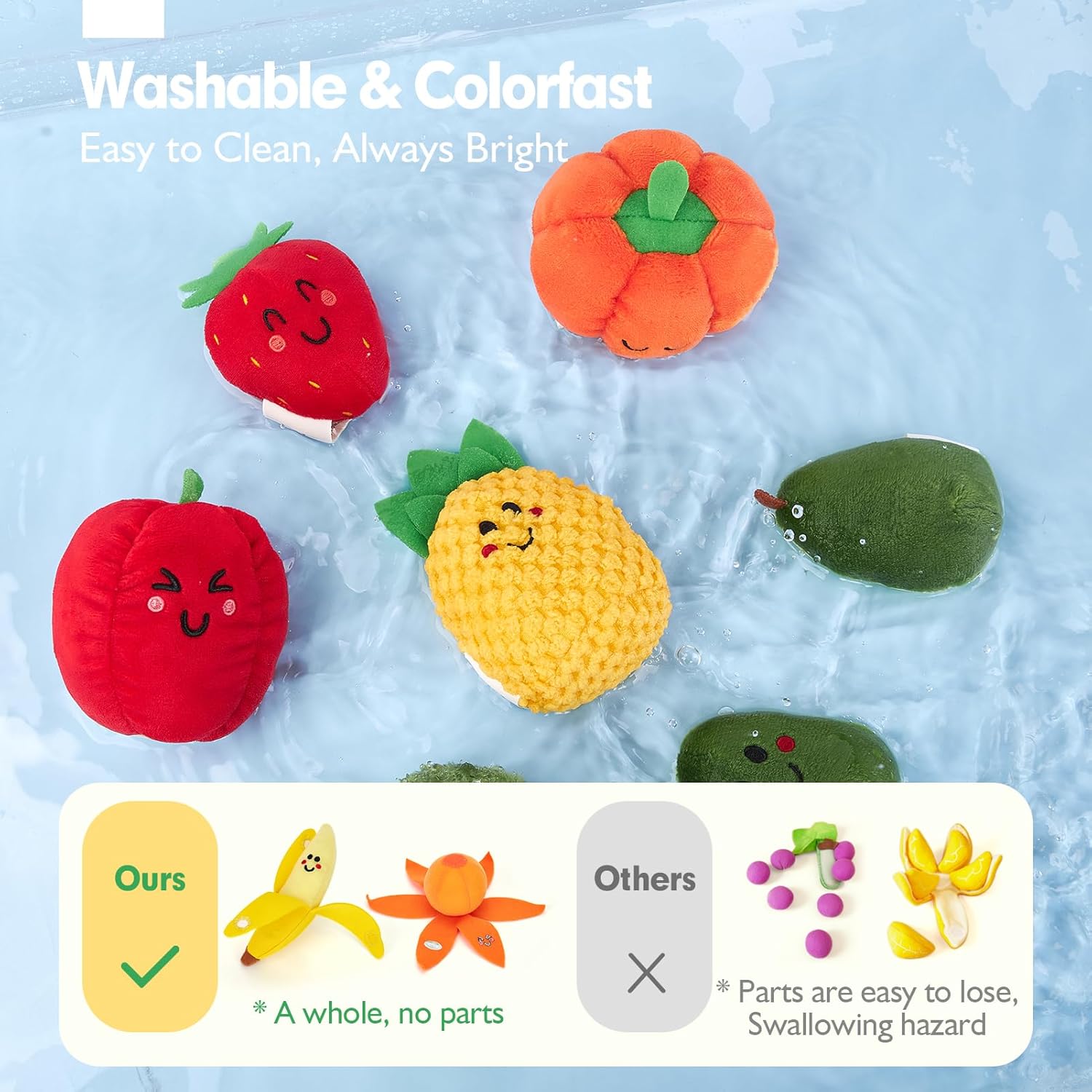 🥦 My First Sensory Fruits & Veggies - Montessori Plush Toy Set 🍓