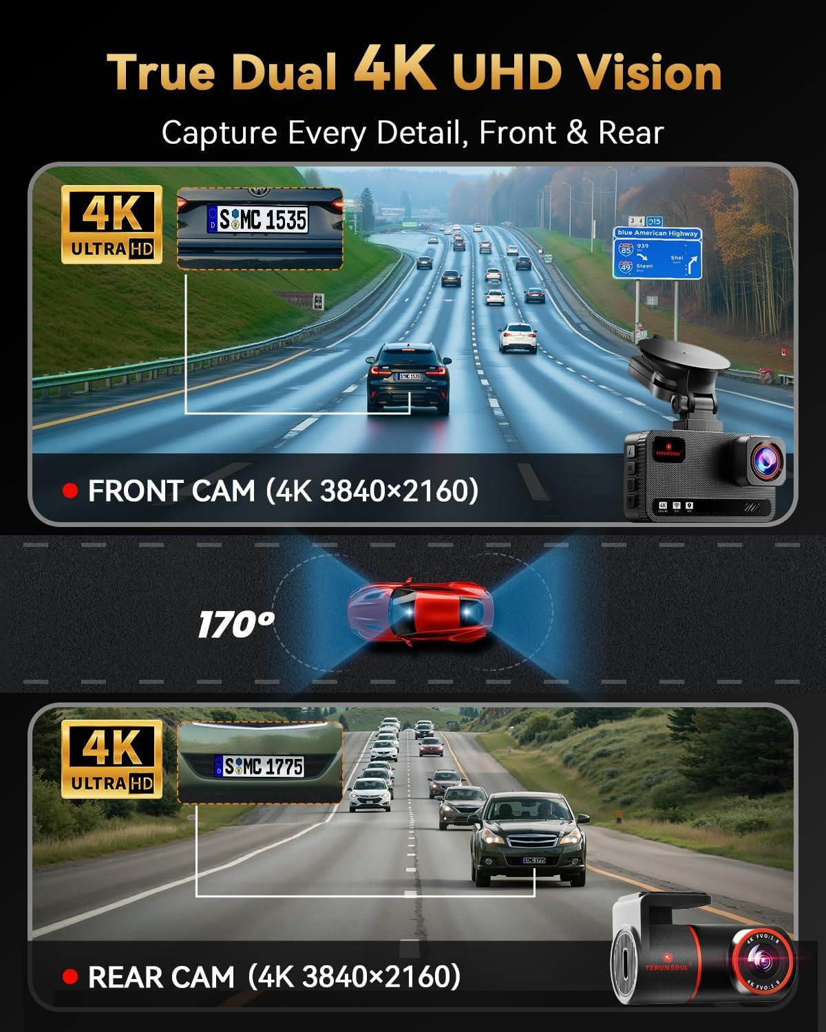 T4K+4K Dash Cam Front and Rear