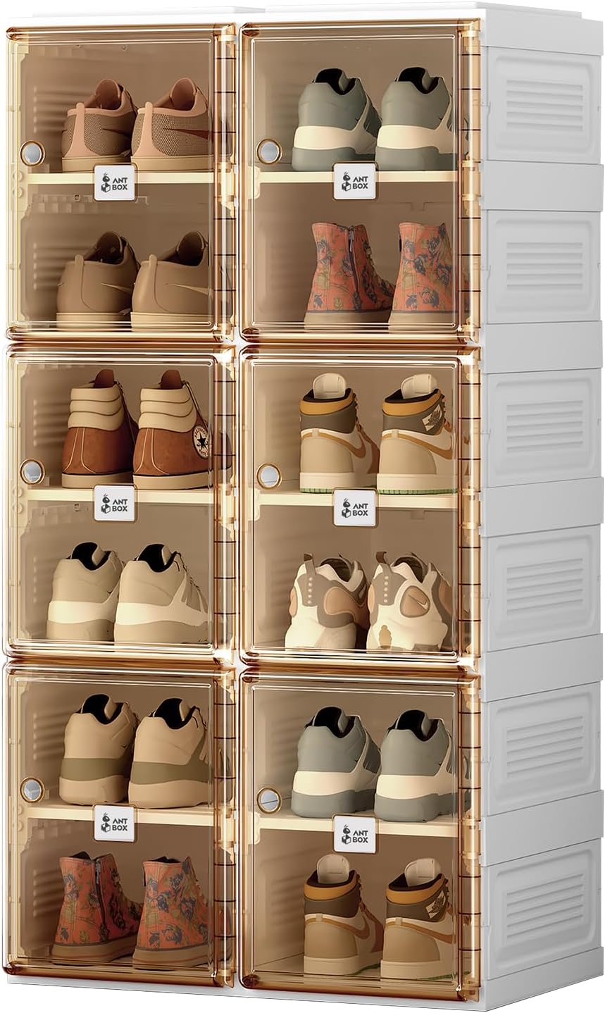 3-Minute Folding Shoe Cabinet - Magnetic Clear Door Organizer ✨👟