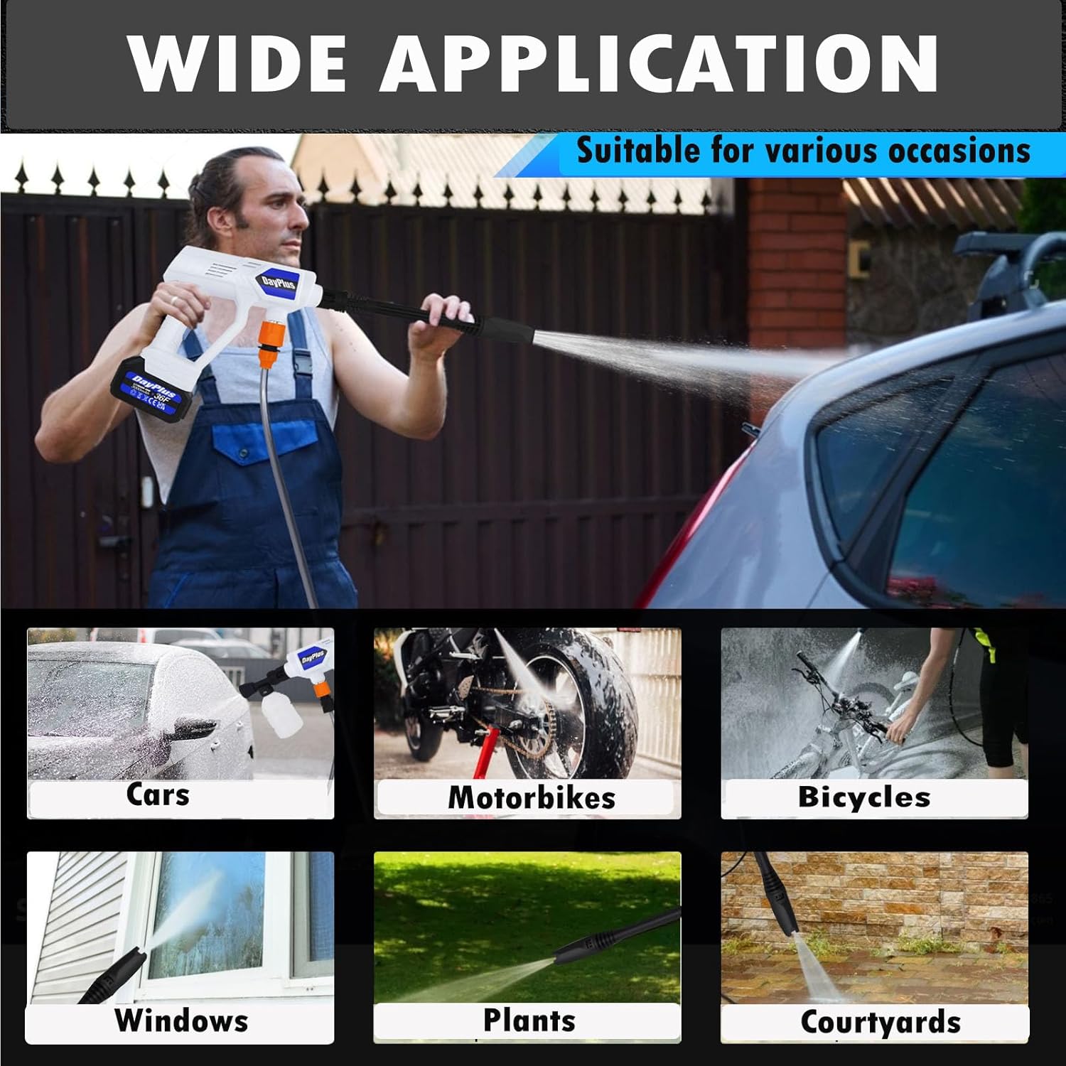 21V Cordless Pressure Washer | 435 PSI Portable Power Washer with 2 Batteries
