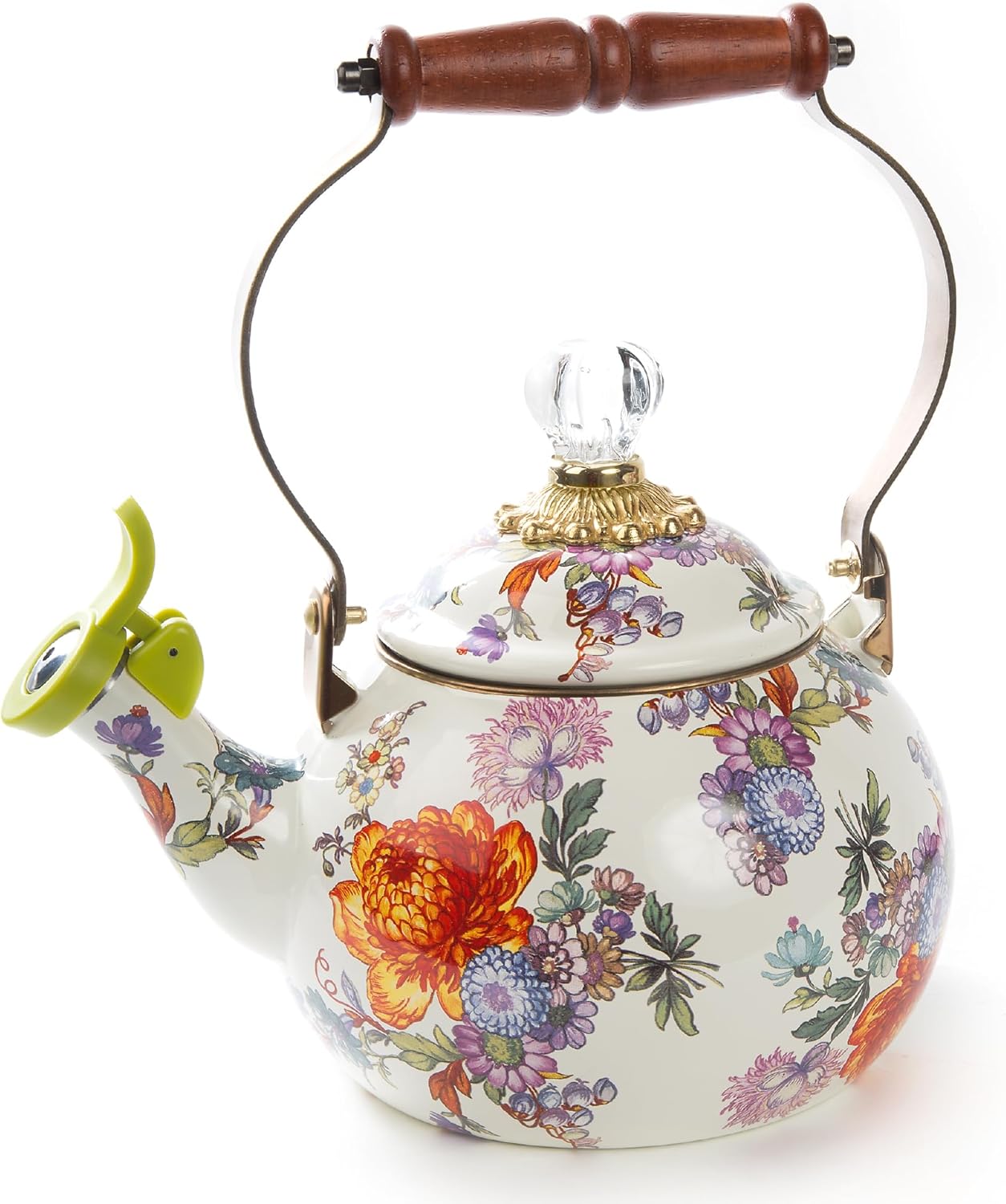 🌸 Elegant Rosy Check Whistling Tea Kettle: Hand-Painted Enamel Stovetop 🫖