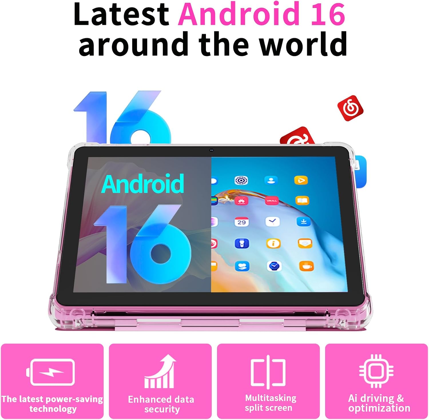 Android 16 Tablet 10 inch Tablets, 20GB RAM 128GB ROM 2TB Expandable, 2.0GHz Octa-core Processor, 2 in 1 Tablet with Keyboard Case Stylus Mouse, 5G WiFi6, BT 5.0, 6000mAh, Widevine L1, GMS, Black