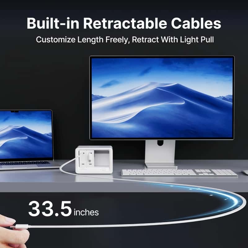 12-in-1 Desktop Charging Station with 2 Retractable Wall Chargers