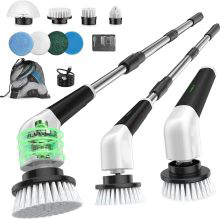 Electric Cleaning Brush, Spin Scrubber with 8 Interchangeable Brush Heads