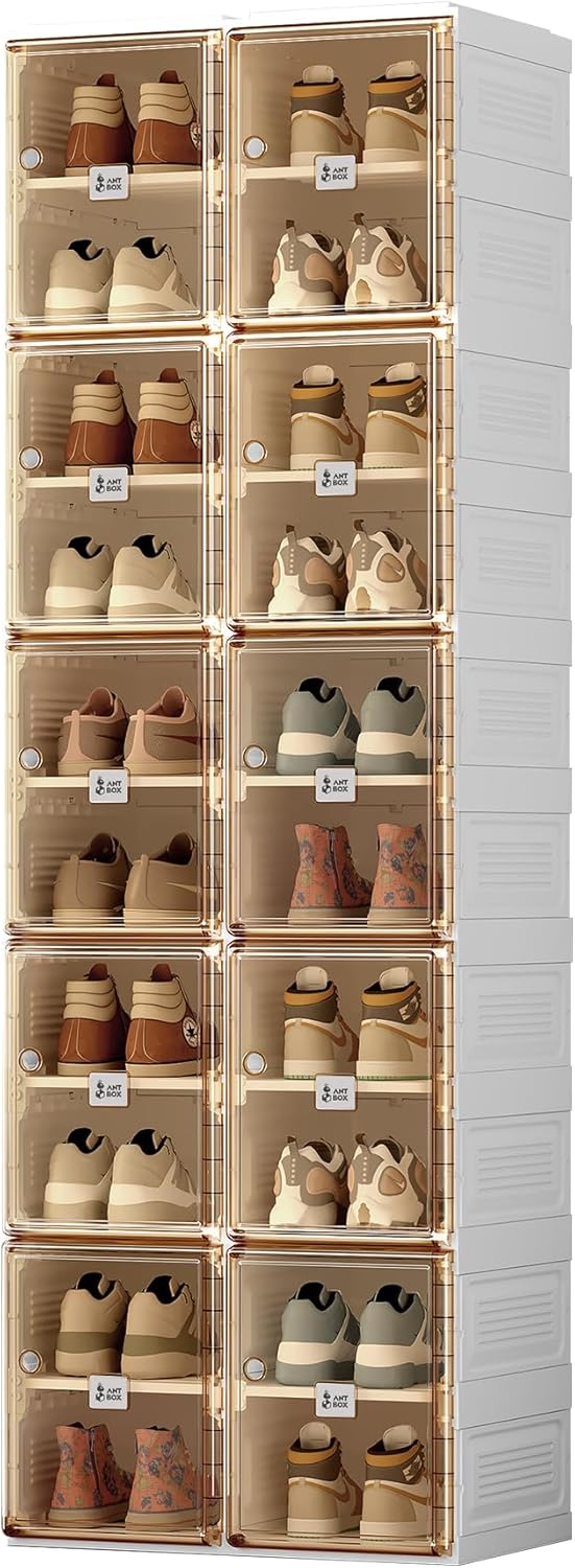 3-Minute Folding Shoe Cabinet - Magnetic Clear Door Organizer ✨👟