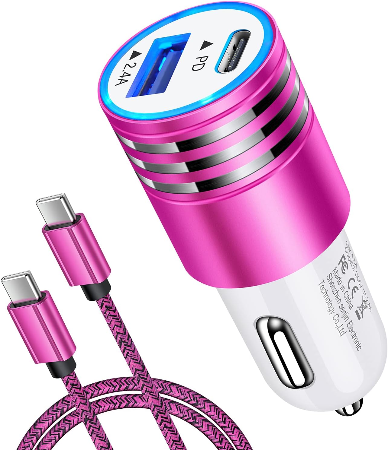 USB C Car Charger Fast Charging C Cord for Samsung Galaxy A17 A16 5G S24 S23 A15 A14 A25 S22 S21 Ultra/S21+/S20 FE/Note 20 S10e S9 A71 A72 A52 A32,iPhone 16 Pro Max 15,30W Phone Automobile Adapter