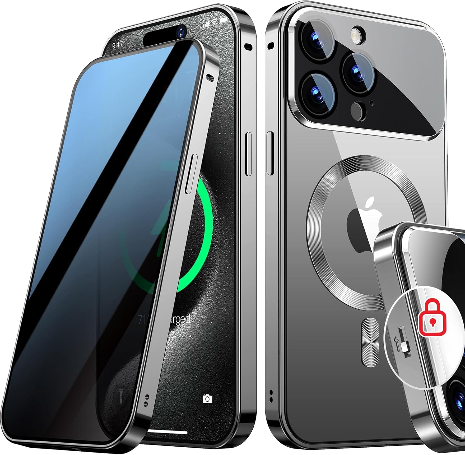 [Full Camera Protection& Mechanical Lock]Magnetic Privacy Case for iPhone 17 Pro Max