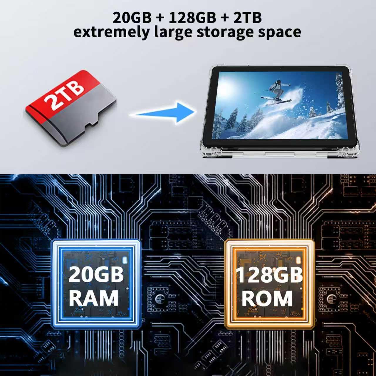 Android 16 Tablet 10 inch Tablets, 20GB RAM 128GB ROM 2TB Expandable, 2.0GHz Octa-core Processor, 2 in 1 Tablet with Keyboard Case Stylus Mouse, 5G WiFi6, BT 5.0, 6000mAh, Widevine L1, GMS, Black