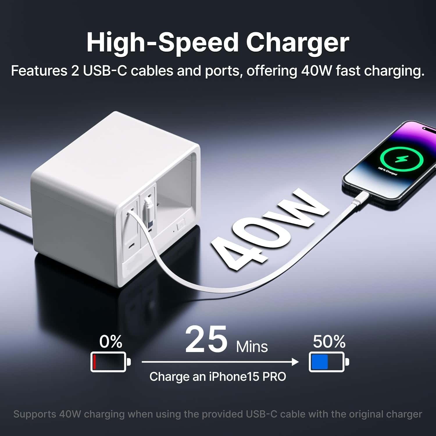 12-in-1 Desktop Charging Station with 2 Retractable Wall Chargers