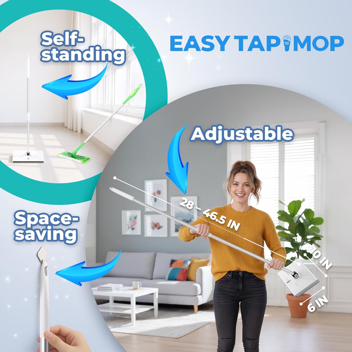 Hands-Free Floor Mop | Foot-Activated Pad Lock System 🧹✨