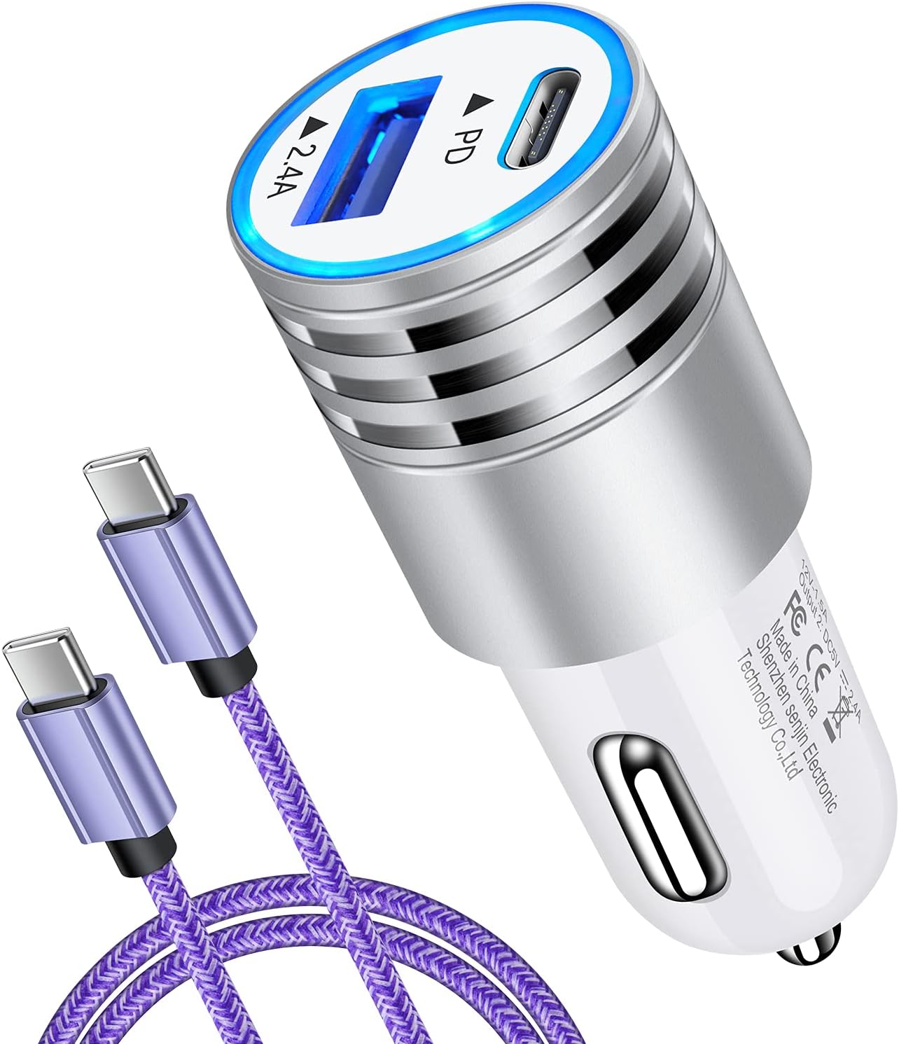 USB C Car Charger Fast Charging C Cord for Samsung Galaxy A17 A16 5G S24 S23 A15 A14 A25 S22 S21 Ultra/S21+/S20 FE/Note 20 S10e S9 A71 A72 A52 A32,iPhone 16 Pro Max 15,30W Phone Automobile Adapter