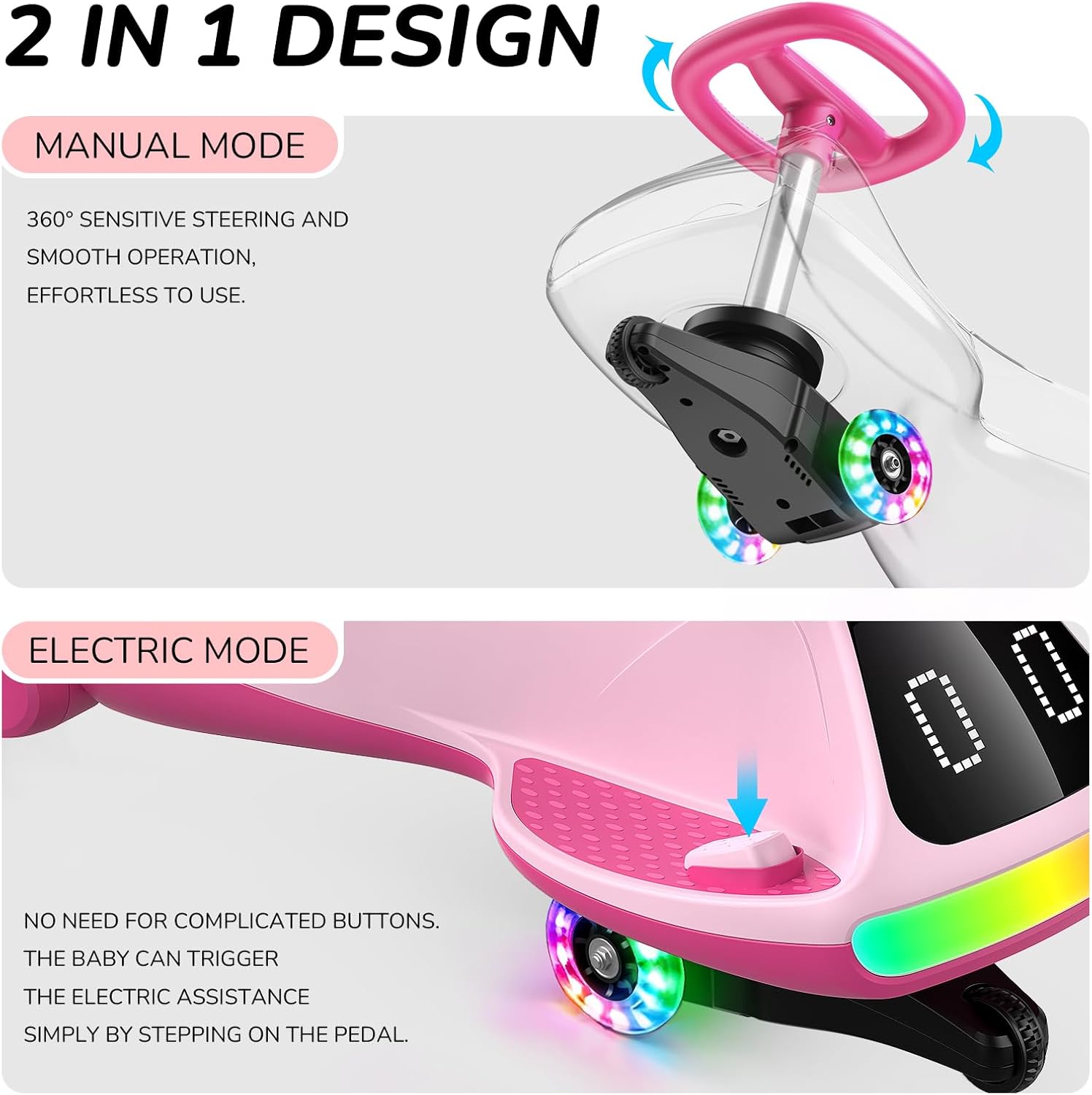 Umatoll 12V Electric Wiggle Car for Kids, Birthday Gifts Toy for Age 3+