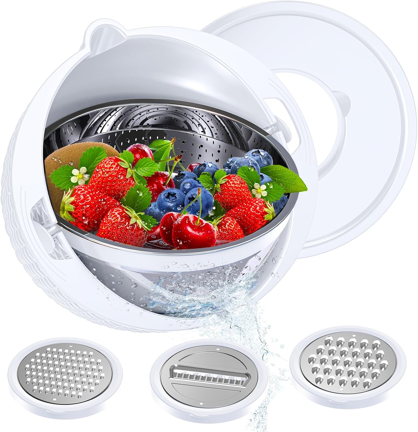 4-1 Colander with Bowl Set - Rotatable Strainers for Kitchen