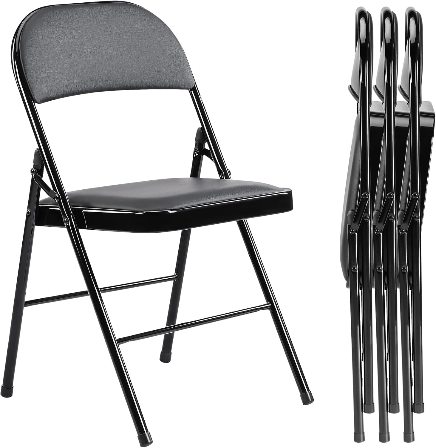 DUMOS Folding Chairs Sets of 8, 330lbs Plastic Stackable Portable Patio Dining Sets, Fold Up for Indoor Outdoor, Camping, Garden, Party, Meeting (White)