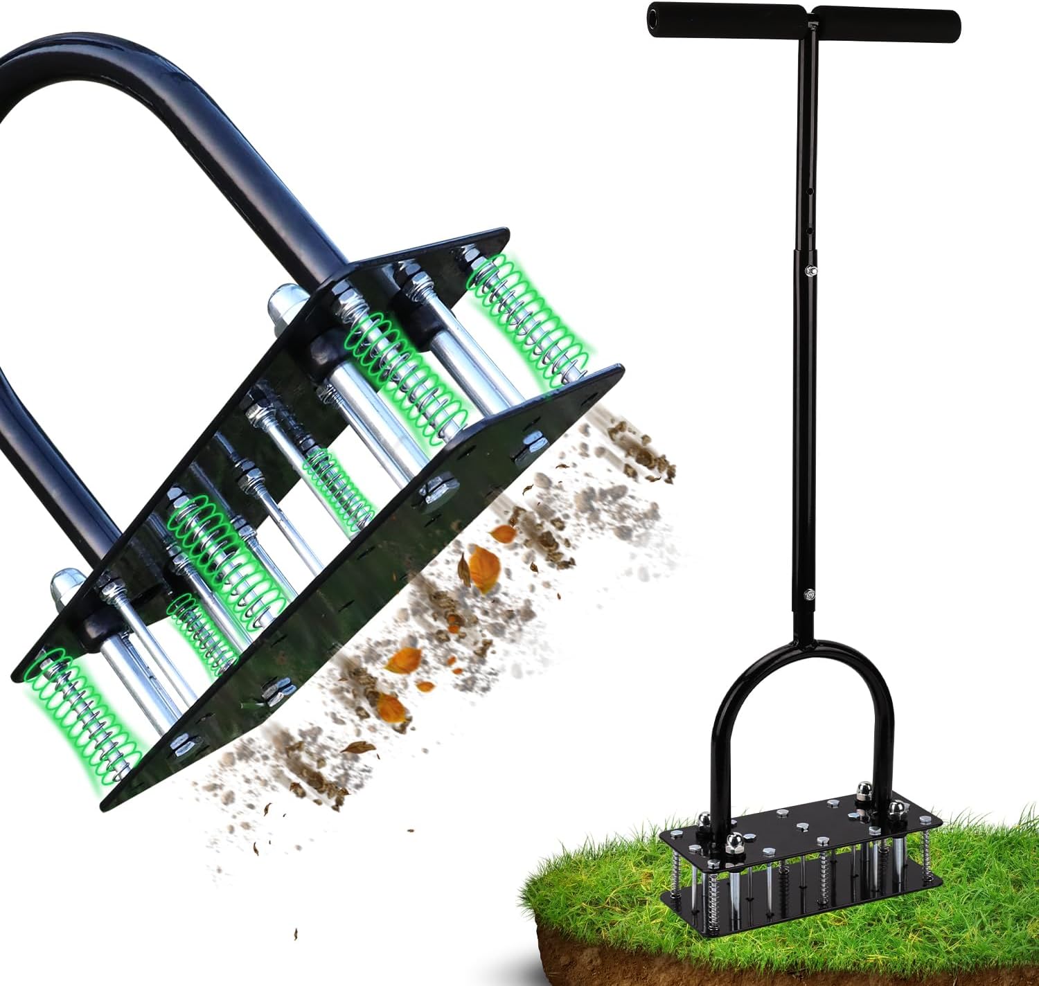 Automatic Self-Cleaning Lawn Aerator - Dual-Spring Spike Tool 🌿✨