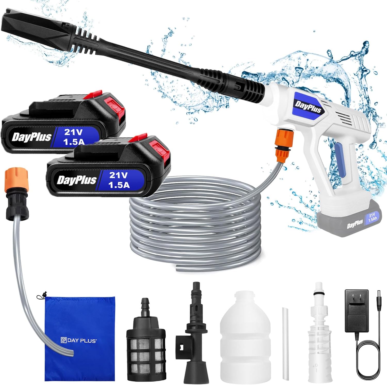21V Cordless Pressure Washer | 435 PSI Portable Power Washer with 2 Batteries