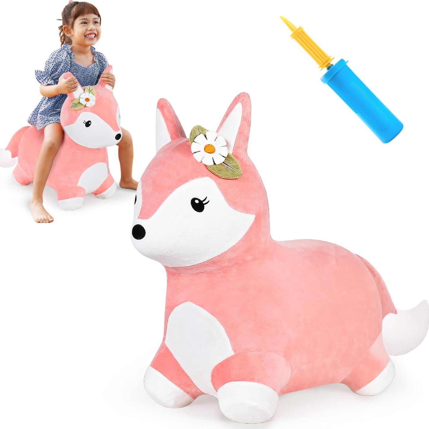 iPlay, iLearn Bouncy Pals Hopping Fox Horse, Toddler Girl Inflatable B