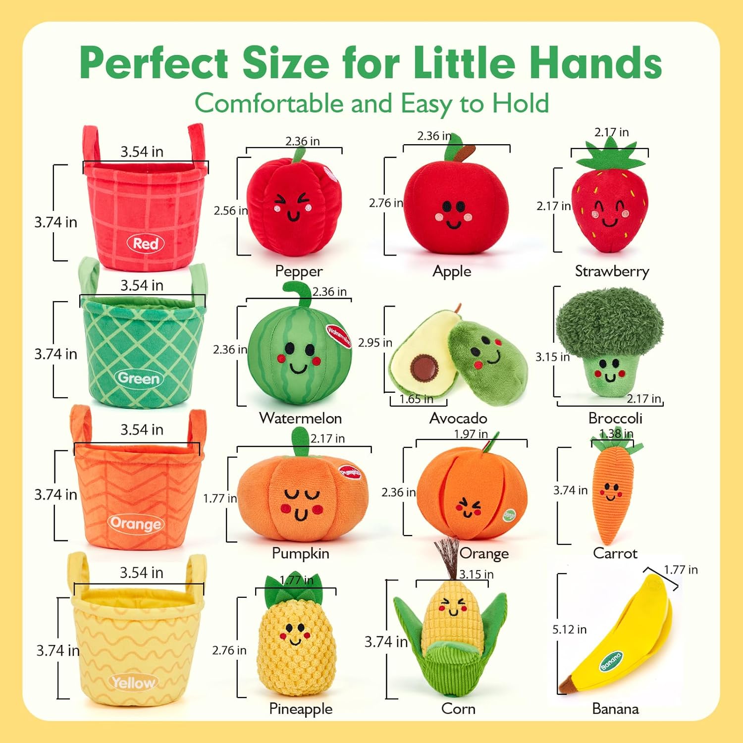 🥦 My First Sensory Fruits & Veggies - Montessori Plush Toy Set 🍓
