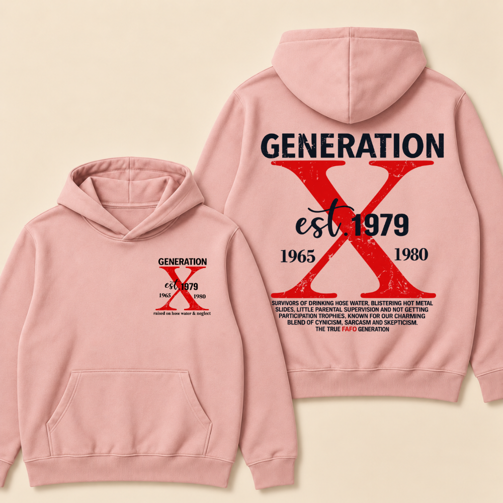 Custom Year Generation X Definition Hoodie | Gen X Survivor Red X Double Sided Print Hoodie