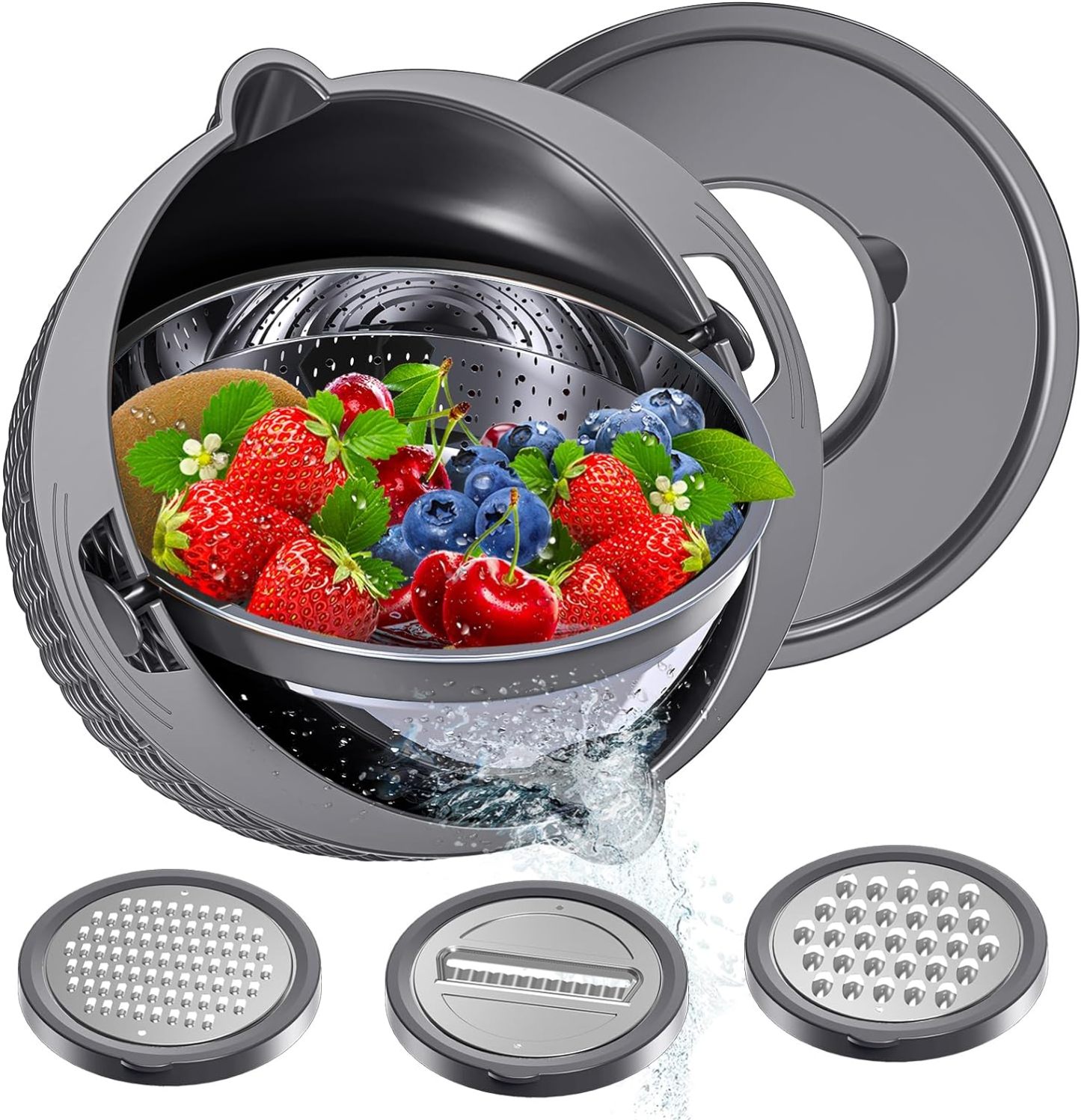 4-1 Colander with Bowl Set - Rotatable Strainers for Kitchen