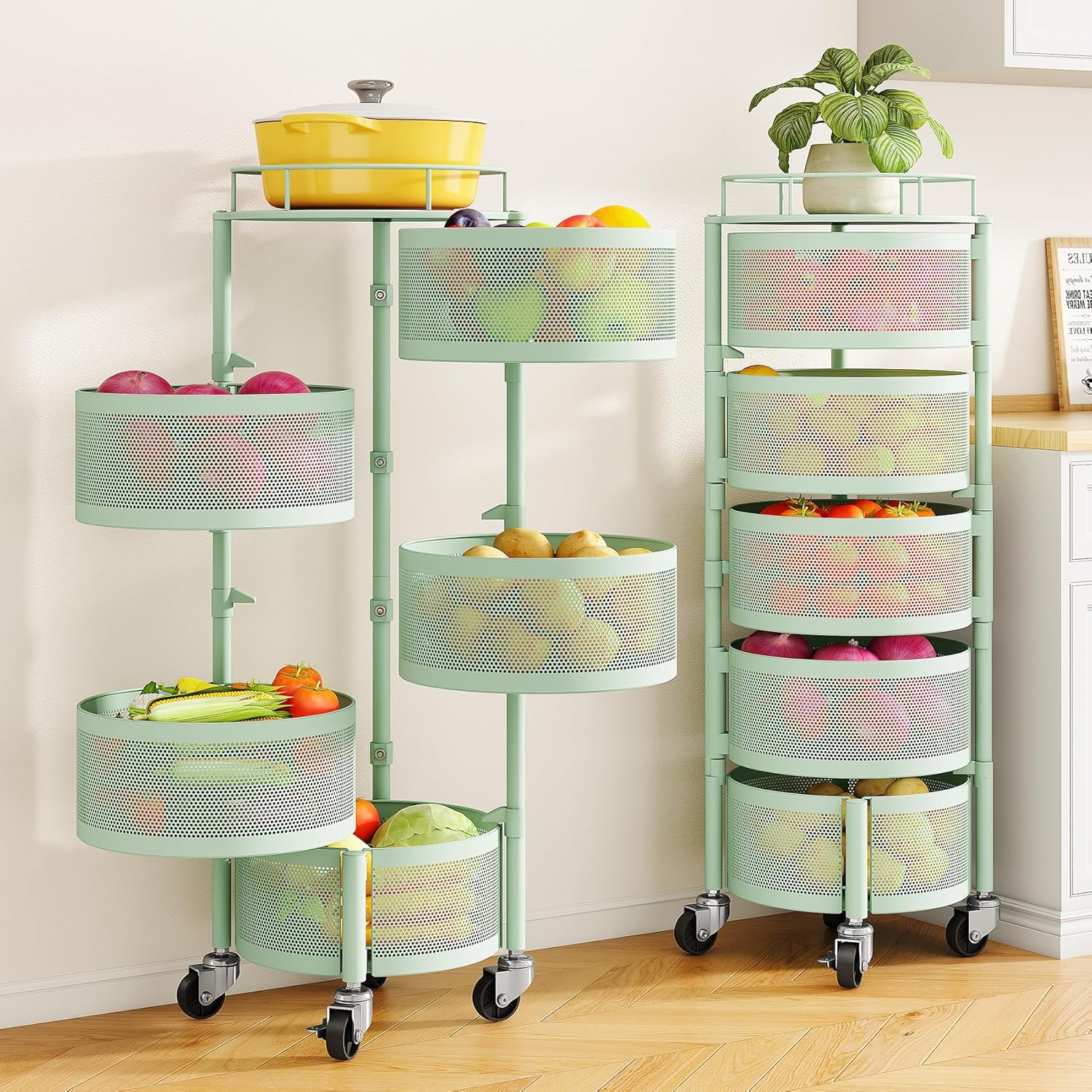 360° Rotating 5-Tier Kitchen Storage Trolley - Space-Saving Rack 🛒✨