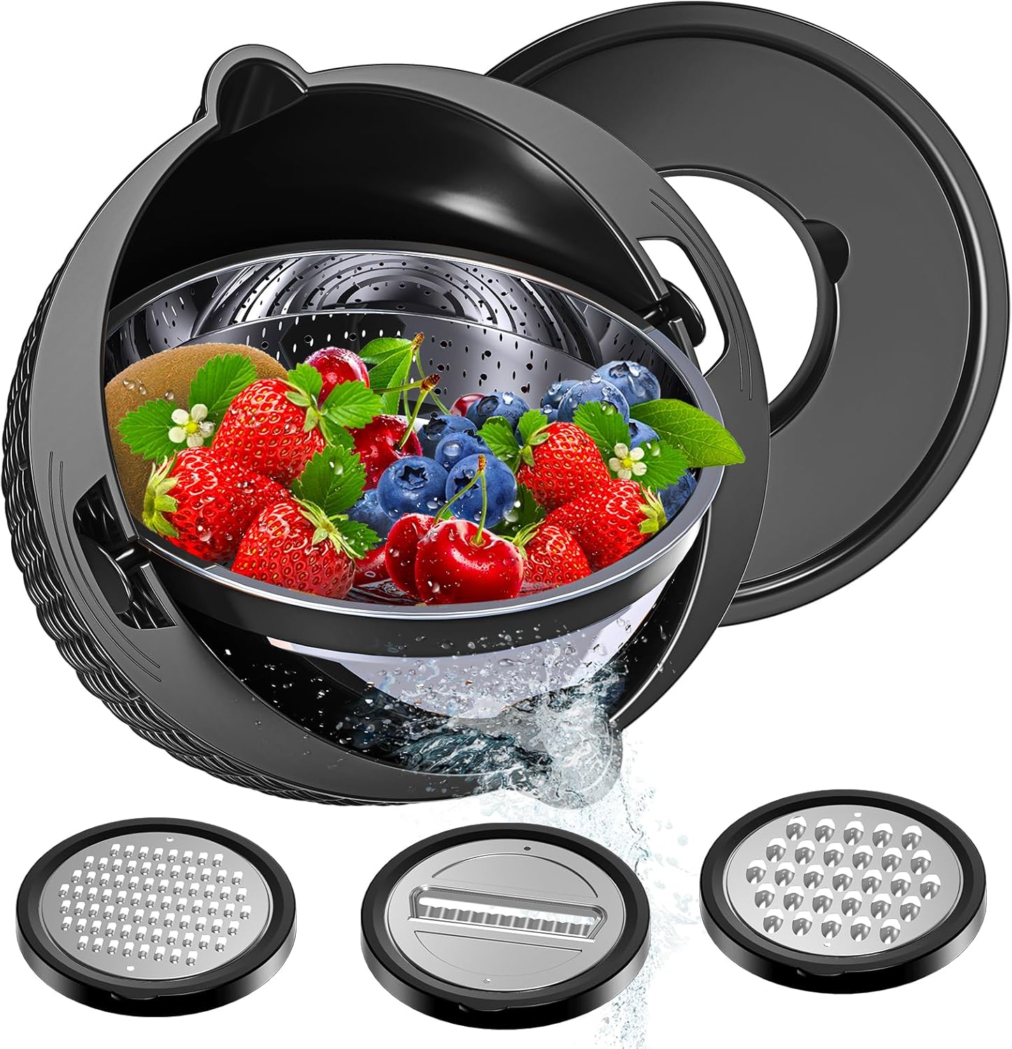 4-1 Colander with Bowl Set - Rotatable Strainers for Kitchen