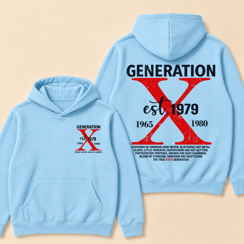 Custom Year Generation X Definition Hoodie | Gen X Survivor Red X Double Sided Print Hoodie