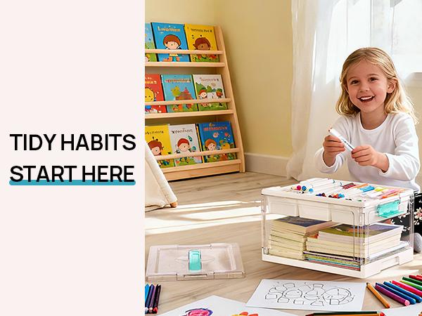 【2 Pack】Vtopmart 24QT Clear Plastic Craft Organizers and Storage Box with Removable Trays and Dividers, Art Supply Organizers and Storage, Ideal Containers for Coloring Books, Toys, Craft Supplies, Medicine, New Year Gift