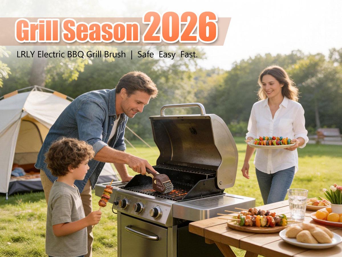 LRLY Electric BBQ Grill Brush, Safe Bristle Free with 2 Replaceable Heads, Cordless Rechargeable, Heavy Duty Fast Clean, Outdoor BBQ Cleaner for All Grill Types, Grill Season 2026