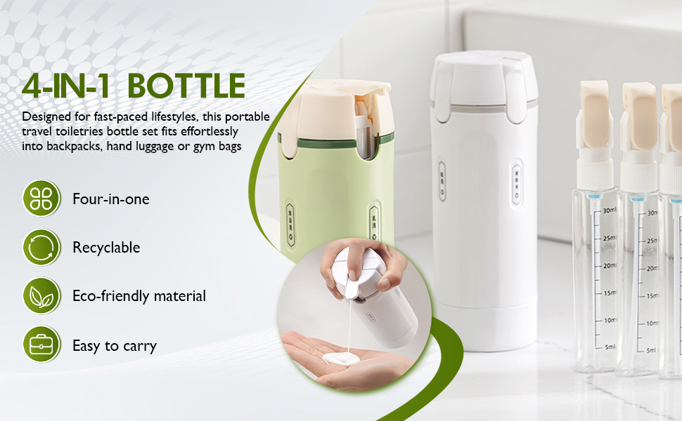 4 in 1 travel dispenser bottle