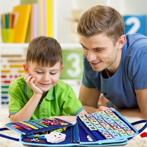 busy board 1 2 3 numbers and A B C letters