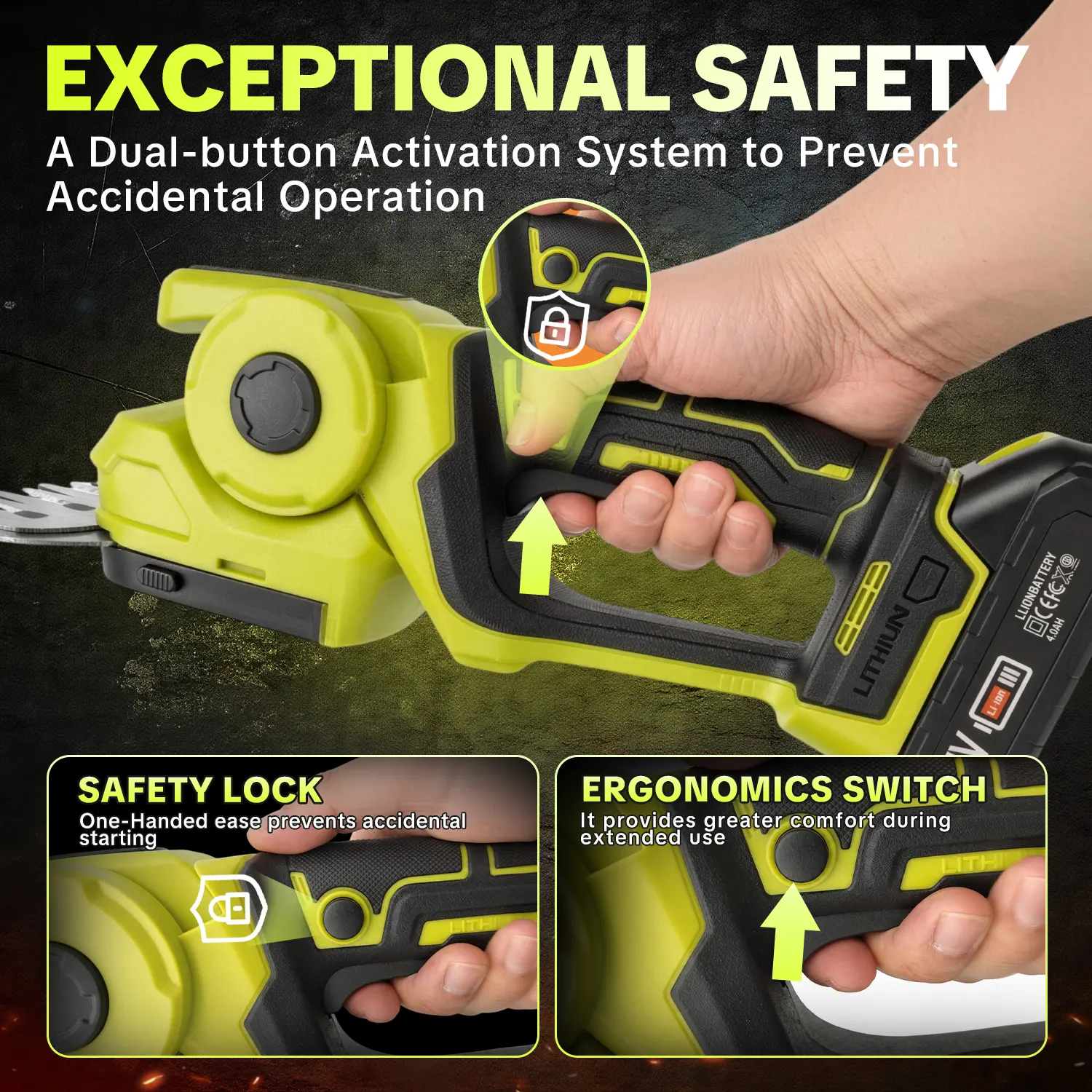 【FathersDayGift】SEESE Cordless 2-in-1 Grass Shear & Shrub Trimmer, Handheld Electric Hedge Trimmer, 2*21V Batteries,Lightweight for Lawn Hedge Garden Yard Maintenance fathersdaygift