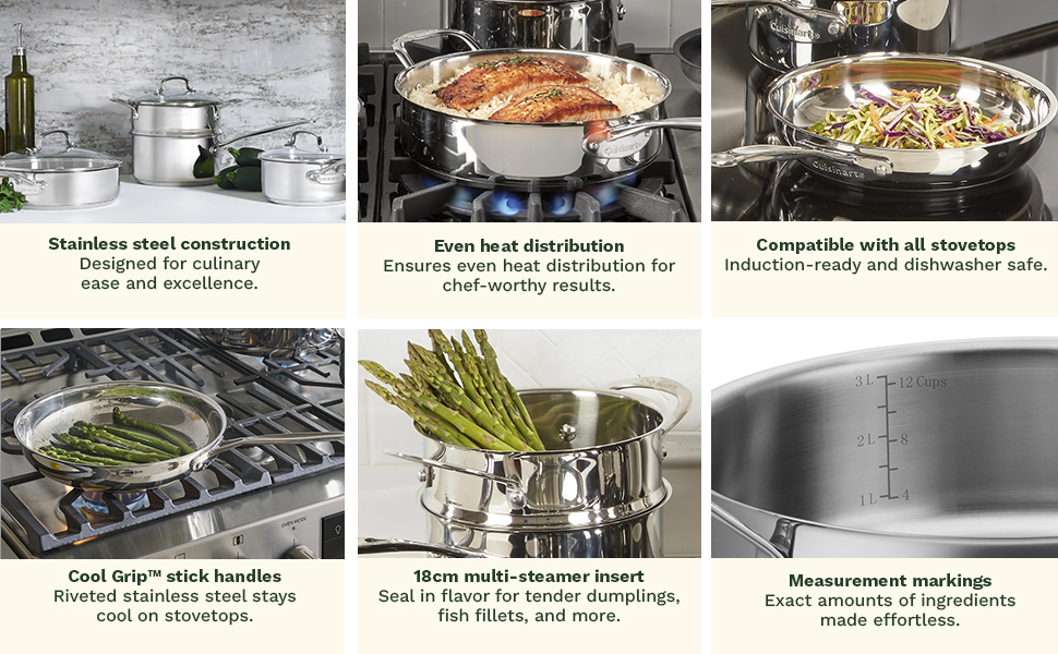 stainless steel cookware set, Cuisinart stainless steel cookware set, cookware set, cookware