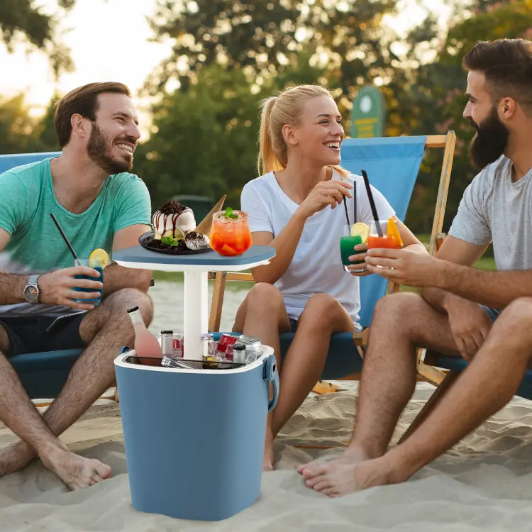 3-in-1 Rattan Cool Bar Table | Adjustable Outdoor Ice Bucket & Side Table 🥂☀️
