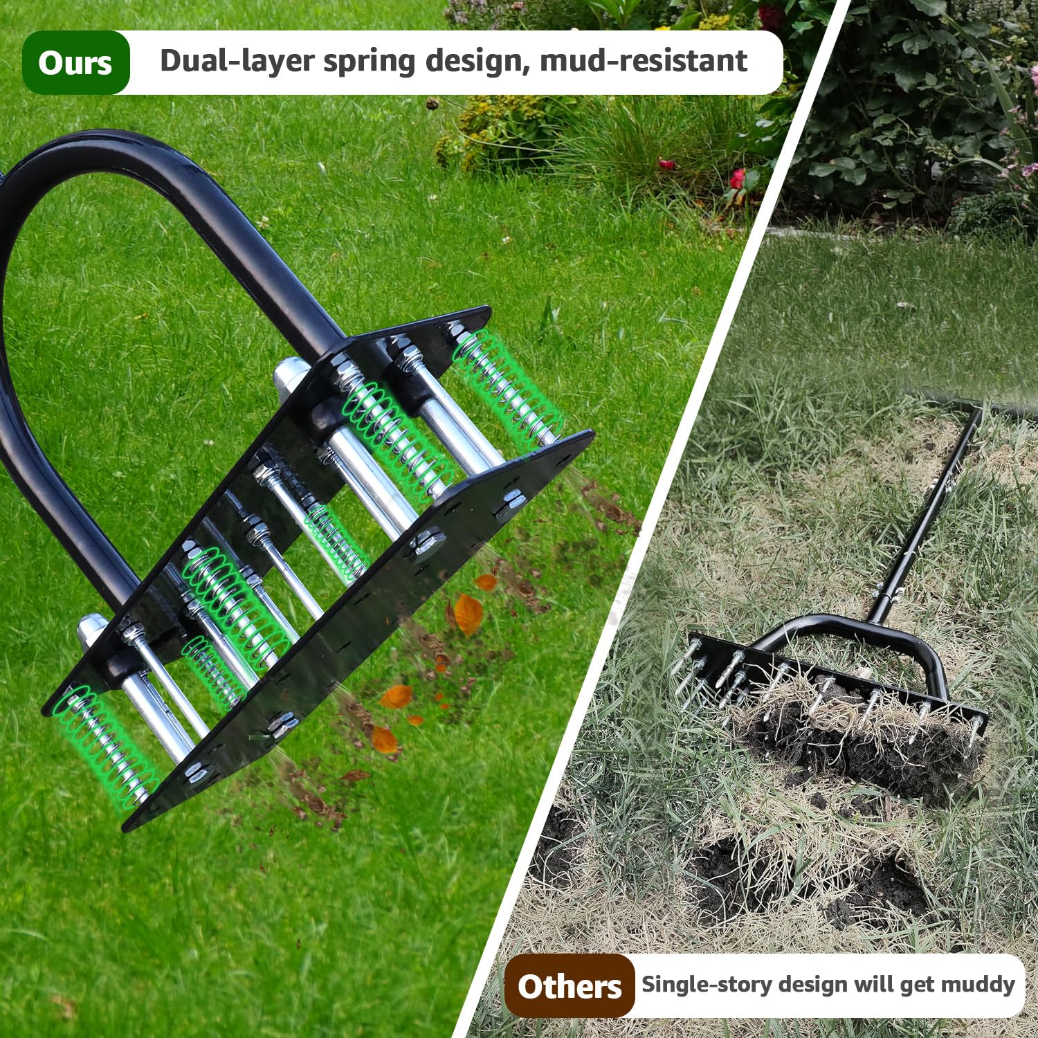 Automatic Self-Cleaning Lawn Aerator - Dual-Spring Spike Tool 🌿✨