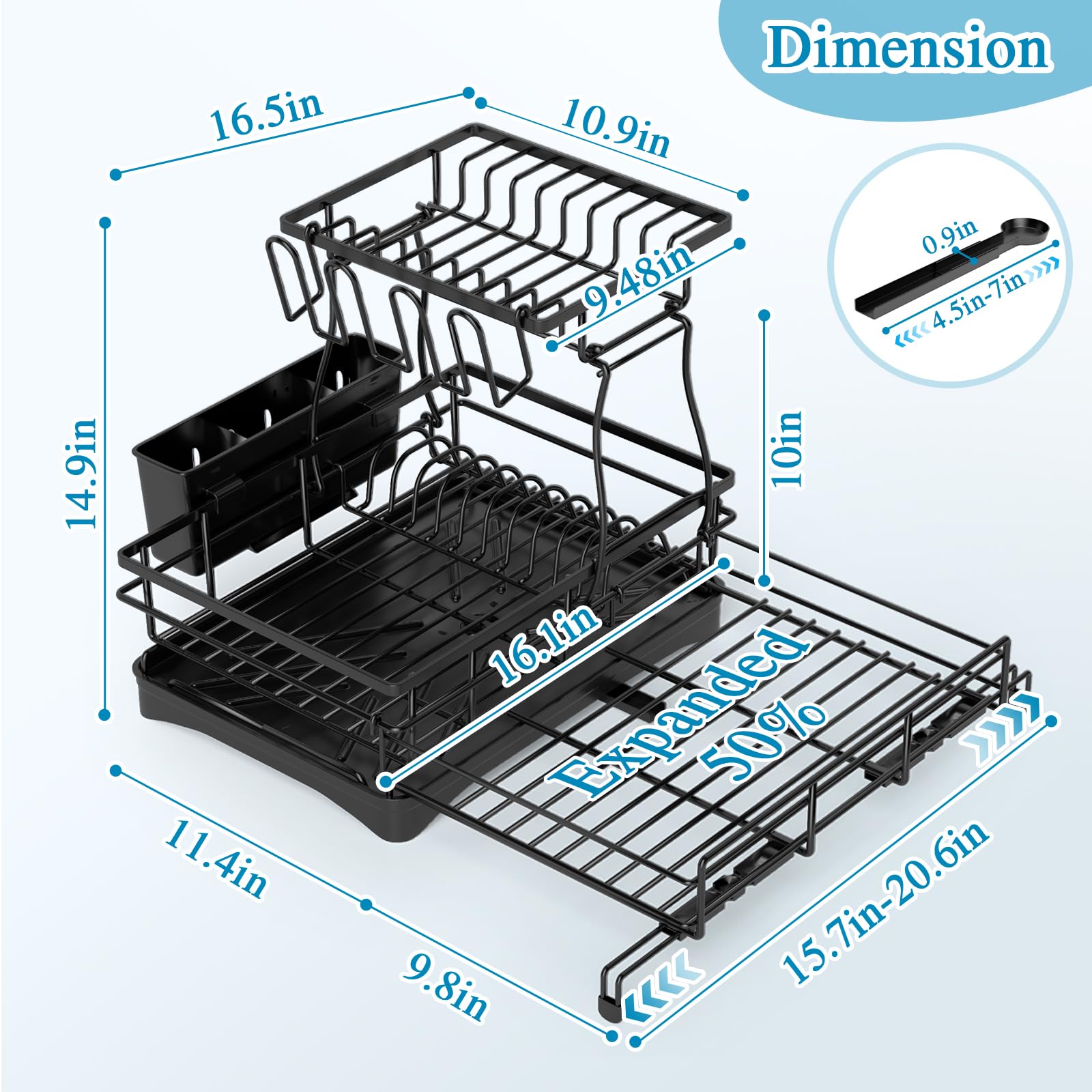 2-Tier Extendable Dish Drying Rack - Anti-Rust Pro Series 🍽️✨