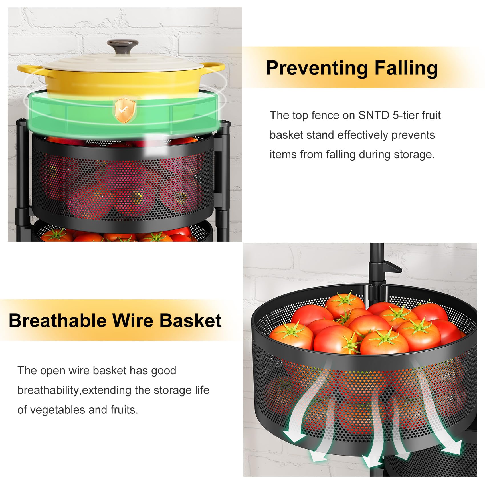 360° Rotating 5-Tier Kitchen Storage Trolley - Space-Saving Rack 🛒✨