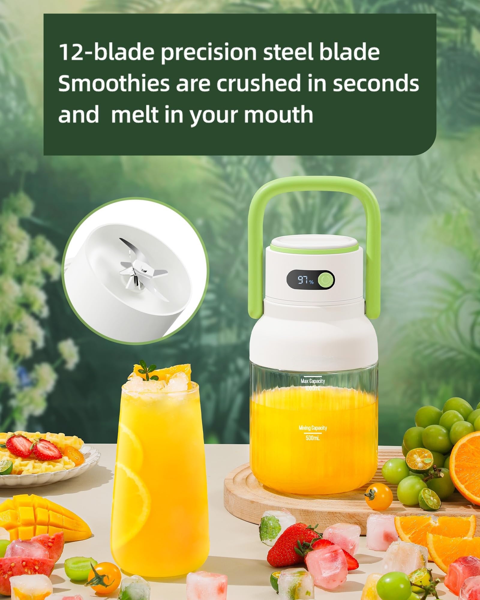 33oz Portable Blender - 12-Blade Ice Crushing Power 🥤⚡