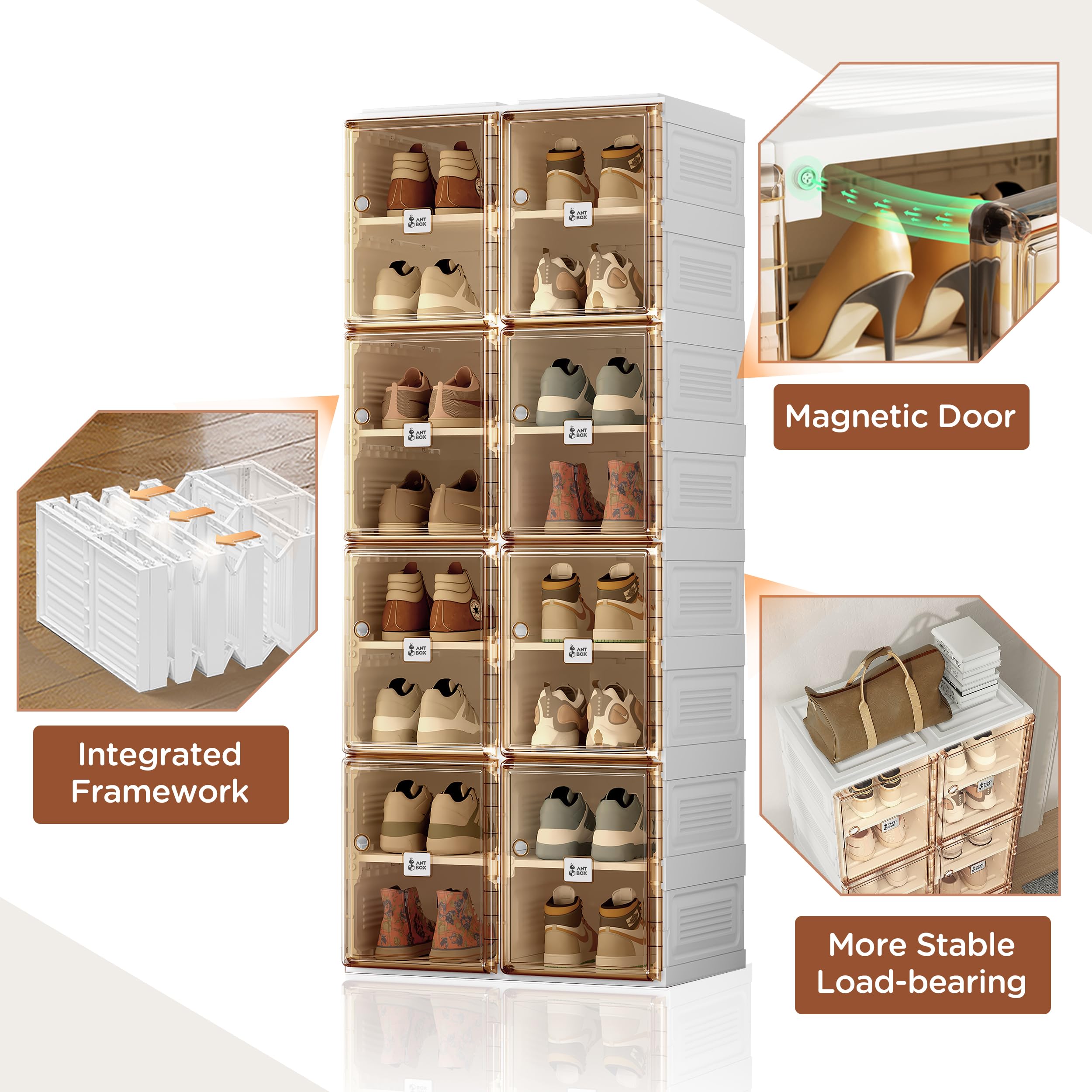 3-Minute Folding Shoe Cabinet - Magnetic Clear Door Organizer ✨👟