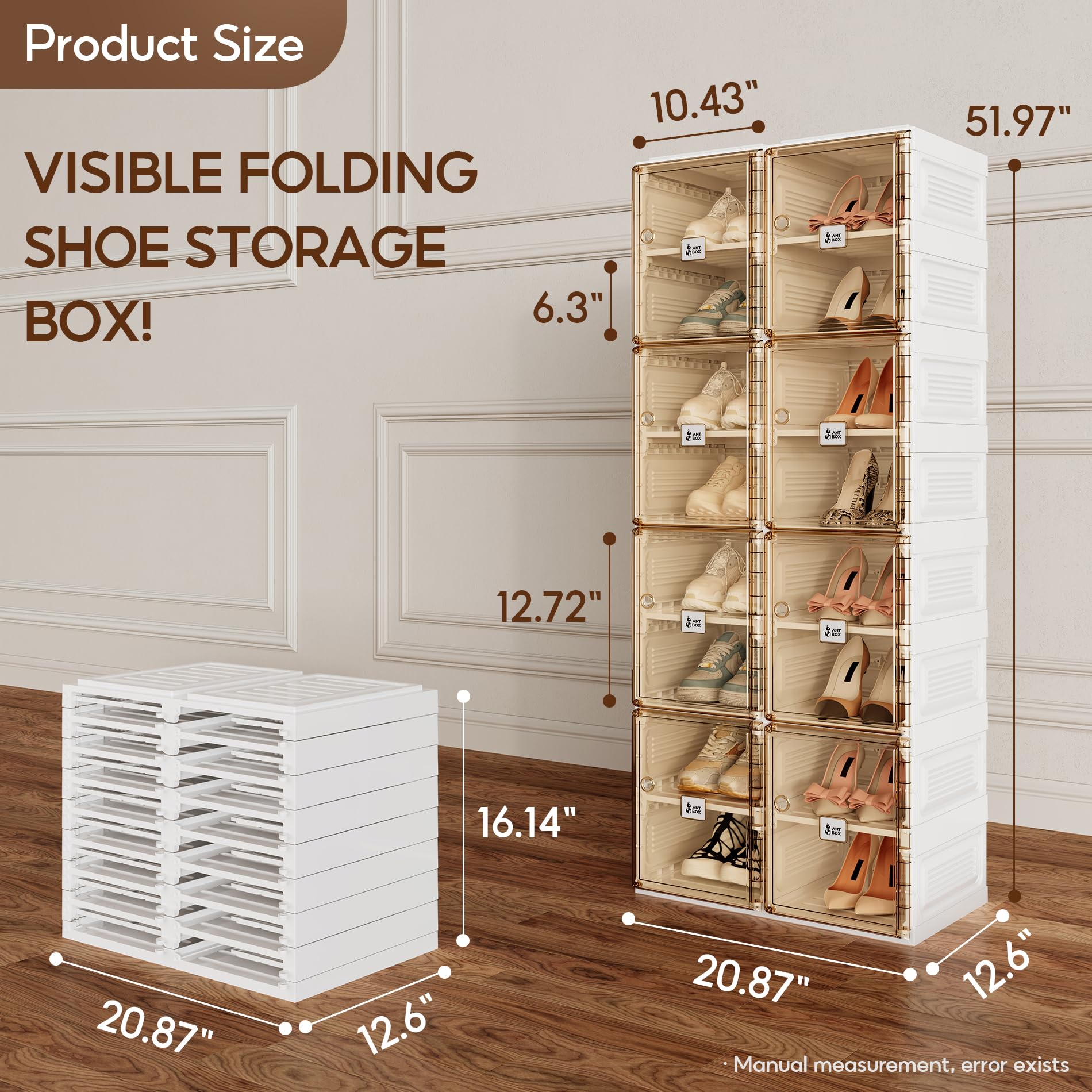 3-Minute Folding Shoe Cabinet - Magnetic Clear Door Organizer ✨👟