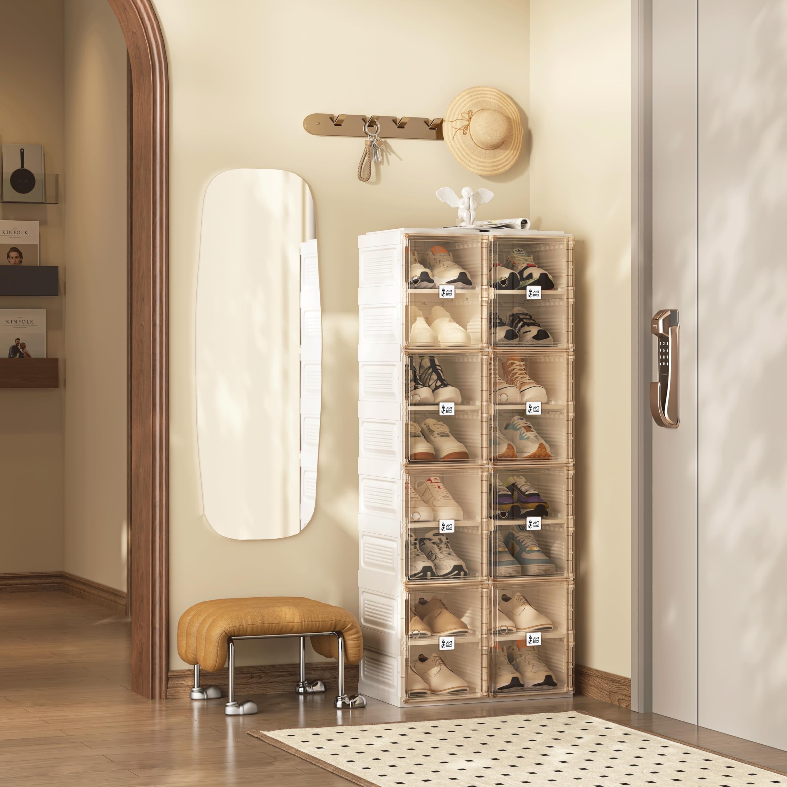 3-Minute Folding Shoe Cabinet - Magnetic Clear Door Organizer ✨👟