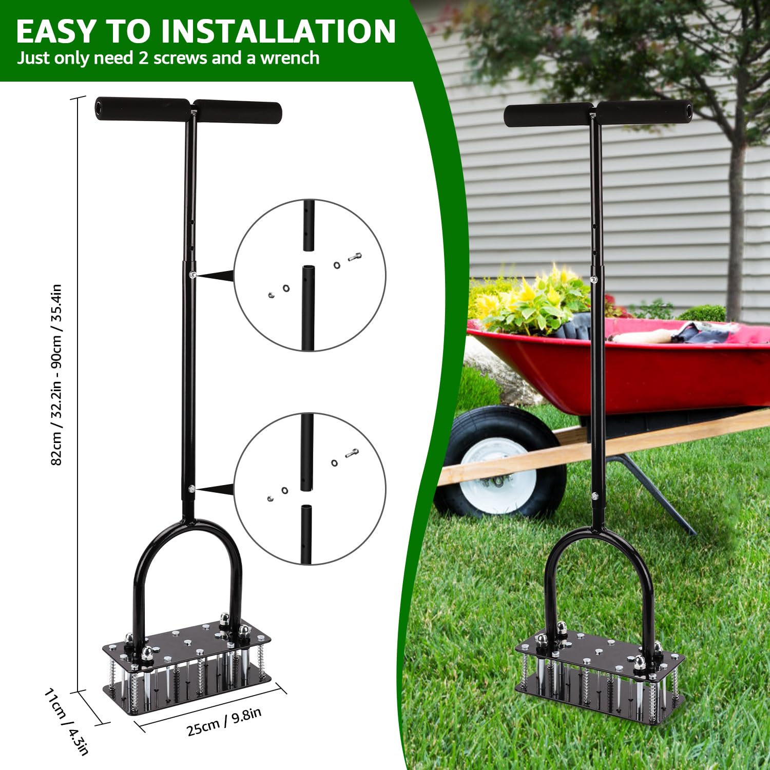 Automatic Self-Cleaning Lawn Aerator - Dual-Spring Spike Tool 🌿✨