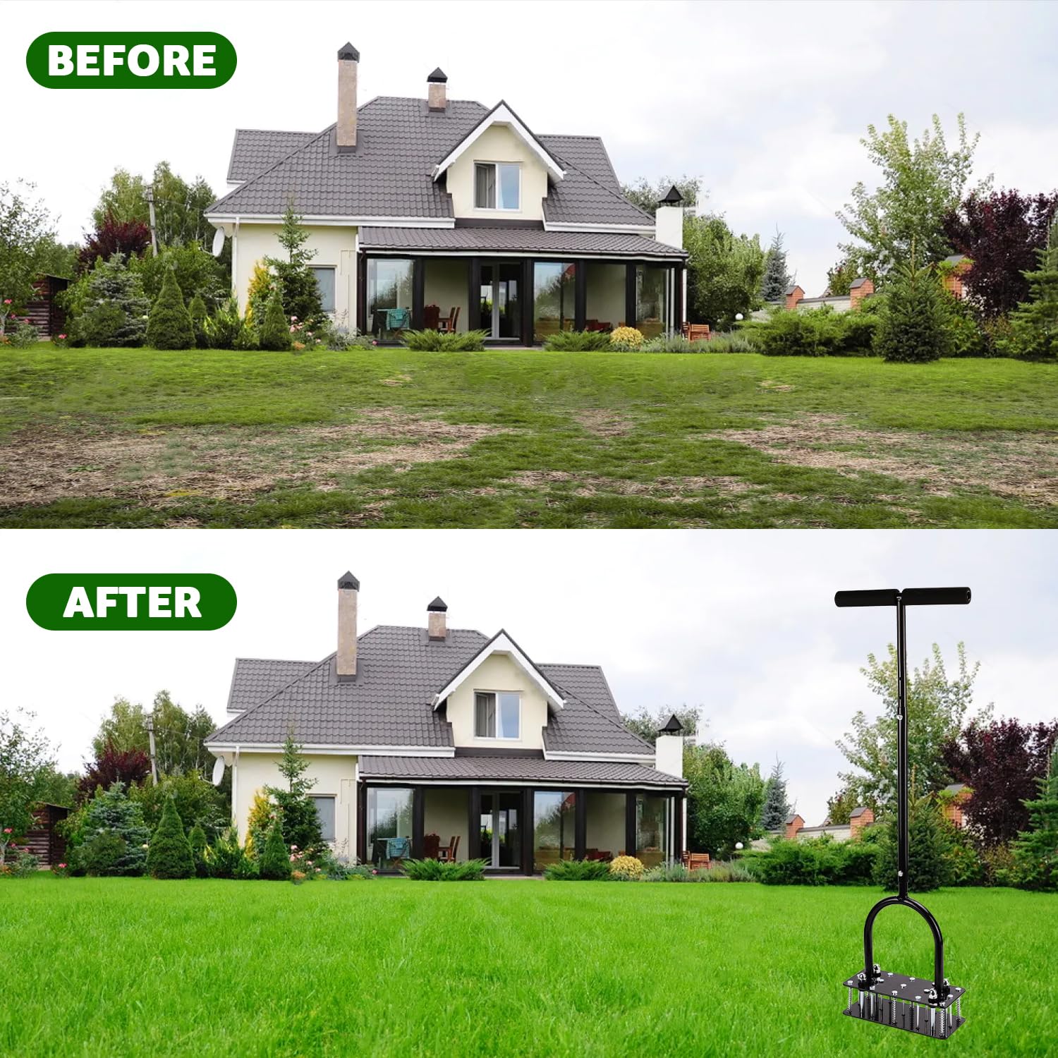 Automatic Self-Cleaning Lawn Aerator - Dual-Spring Spike Tool 🌿✨