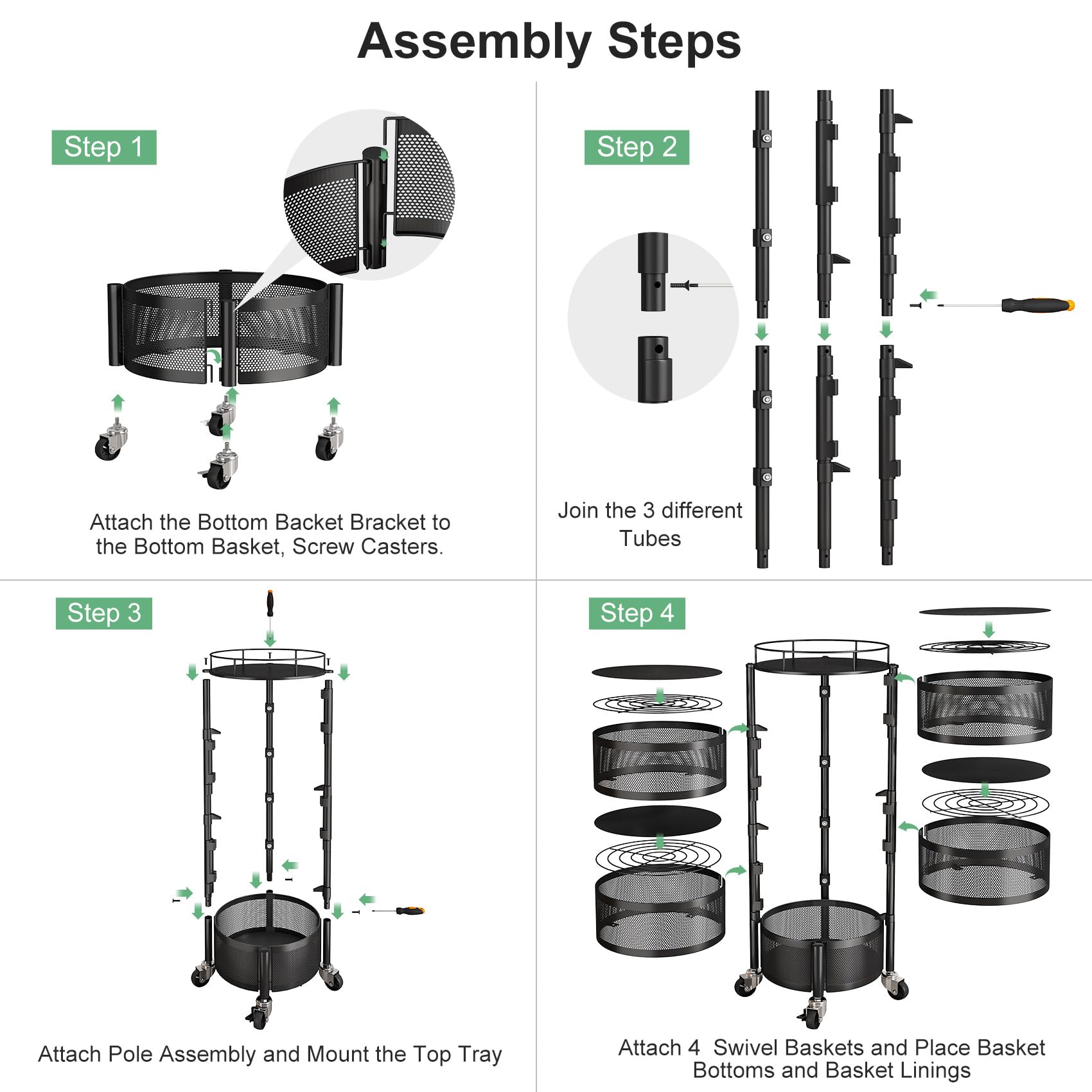 360° Rotating 5-Tier Kitchen Storage Trolley - Space-Saving Rack 🛒✨