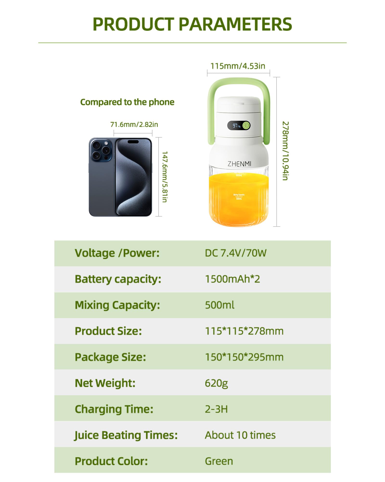 33oz Portable Blender - 12-Blade Ice Crushing Power 🥤⚡